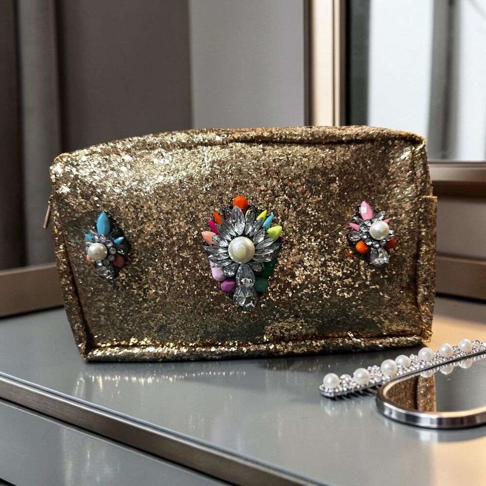 TORRID Gold Glitter Gem Makeup/Cosmetic Case Bag NWT RARE